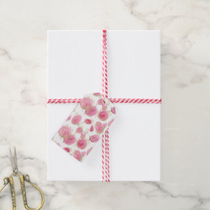 Pink roses gift tags