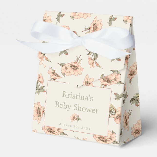 Pink Roses Girl Baby Shower  Favour Box (Front Side)