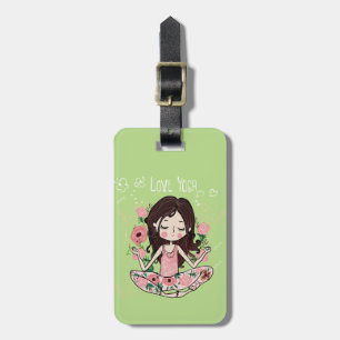 Pink Roses Girl Loves Yoga Luggage Tag