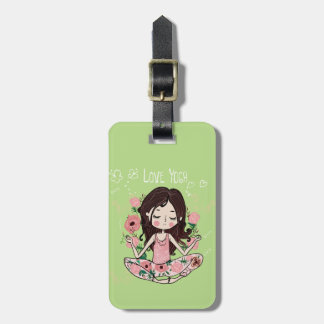 Pink Roses Girl Loves Yoga Luggage Tag