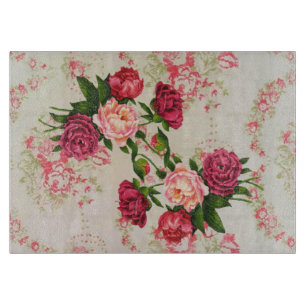 Pink Roses Glass Cutting Board