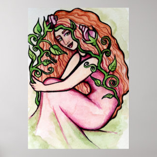 Pink Roses Goddess Poster
