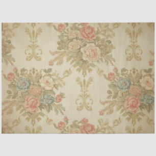 Pink Roses & Gold Floral Decoupage Tissue Paper