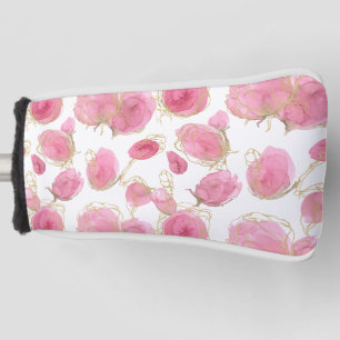 Pink roses golf head cover