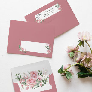 Pink Roses Graduate Cap Graduation Return Address Envelope