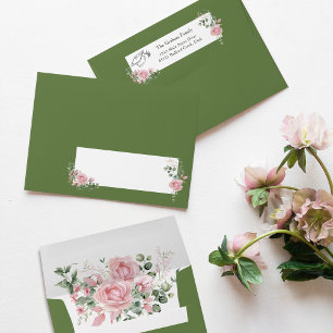 Pink Roses Graduate Cap Graduation Return Address Envelope