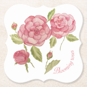 Pink roses hand drawing pencil T-Shirt Cushion Tri Paper Coaster