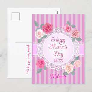 Pink Roses Happy Mother’s Day Holiday Postcard