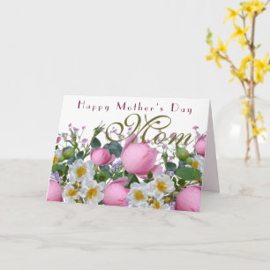 Pink Roses Happy Mothers Day Mum Card
