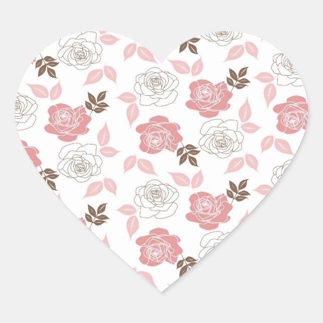 Pink Roses Heart Sticker (Front)