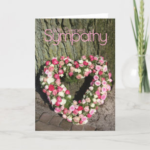 Pink Roses heart sympathy card