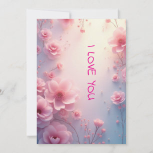 Pink roses i love you holiday card