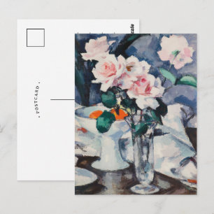 Pink Roses in a Glass Vase Samuel John Peploe Postcard