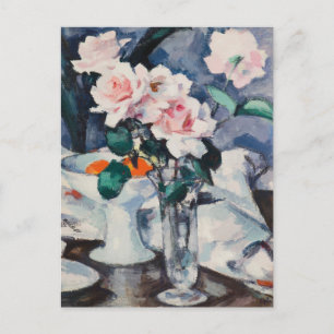 Pink Roses in a Glass Vase Samuel John Peploe Postcard