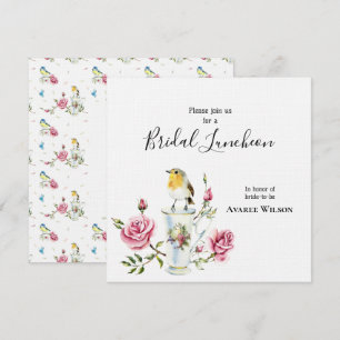 Pink Roses In A Teacup Bridal Shower Invitation