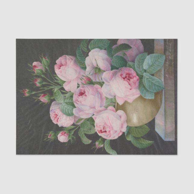 Pink Roses in a Vase by Pierre Joseph  Tissue Paper (Front)