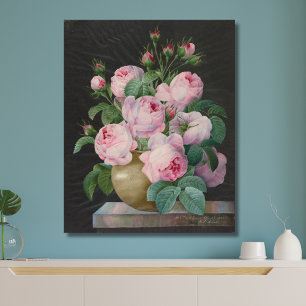 Pink Roses in a Vase – Pierre Joseph Redouté Canvas Print