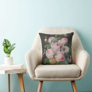 Pink Roses in a Vase – Pierre Joseph Redouté Cushion