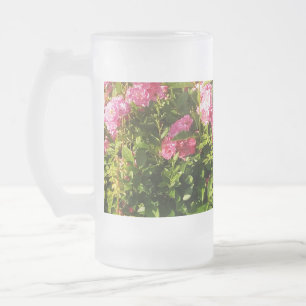 Pink Roses in bloom Frosted Glass Beer Mug