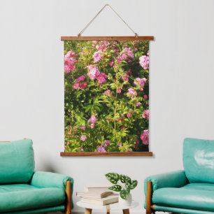 Pink Roses in bloom Hanging Tapestry