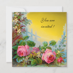 PINK ROSES & JASMINES gem dark yellow Invitation