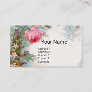 PINK ROSES & JASMINES MONOGRAM PURPLE GEM Floral Business Card