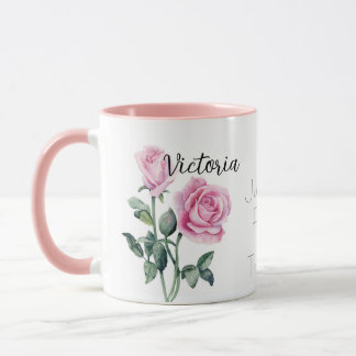 Pink Roses June Birth Month Flower Mug