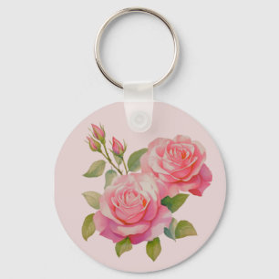Pink Roses Key Ring