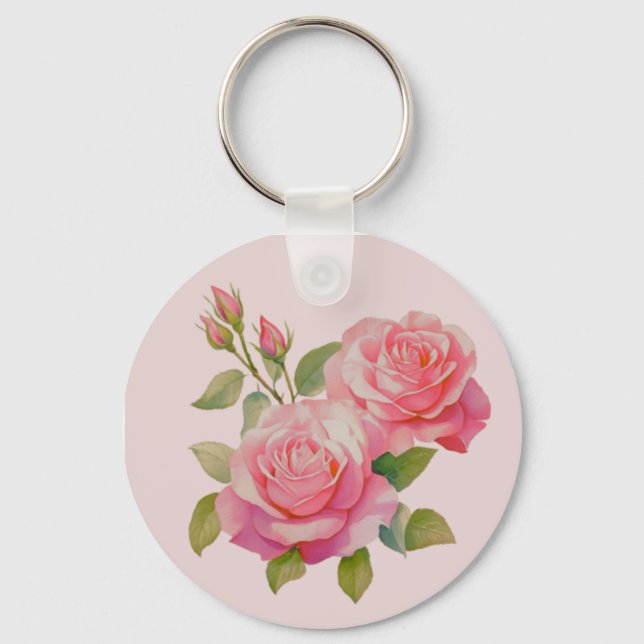 Pink Roses Key Ring (Front)