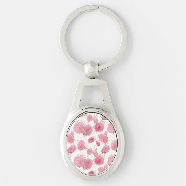 Pink roses key ring (Front)