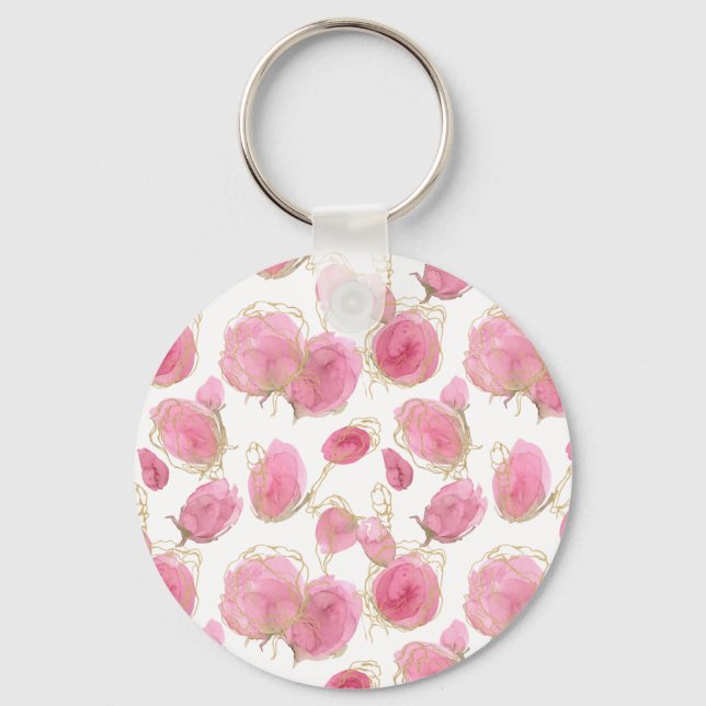 Pink roses key ring (Front)