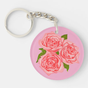 Pink roses key ring