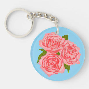 Pink roses key ring