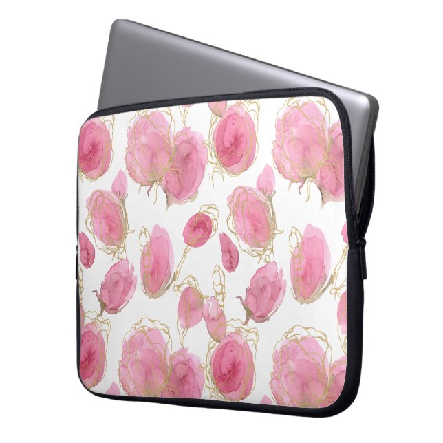 Pink roses laptop sleeve (Front Left)