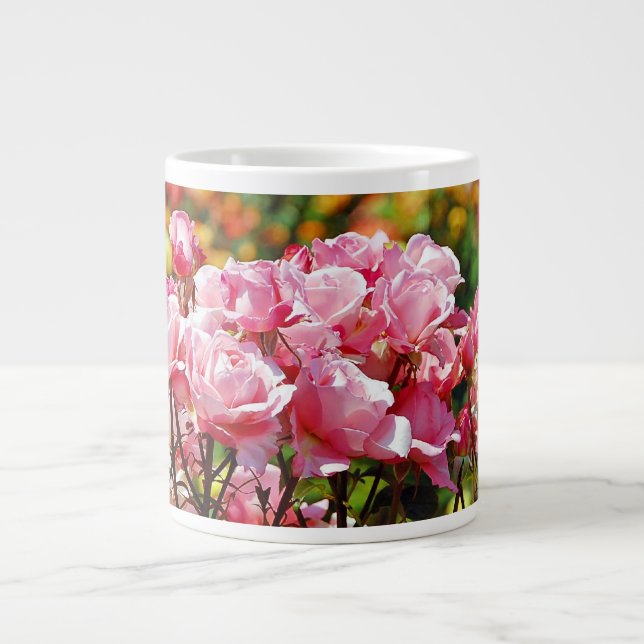 Pink roses large coffee mug (Front)