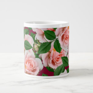 Pink roses large coffee mug