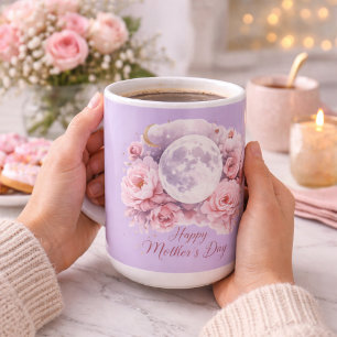 Pink Roses Lavender Moon Mug, Mother's Day Gift  Coffee Mug