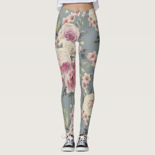 pink roses leggings