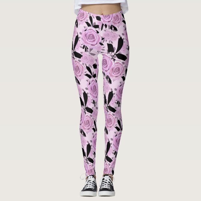  Pink roses   Leggings (Front)