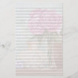 Pink Roses Lined Stationery