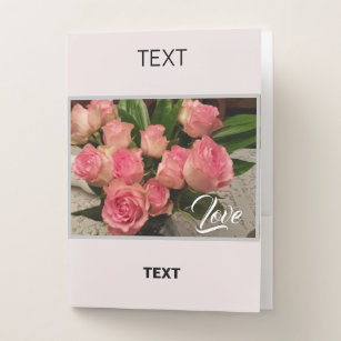 Pink Roses Love  Pocket Folder