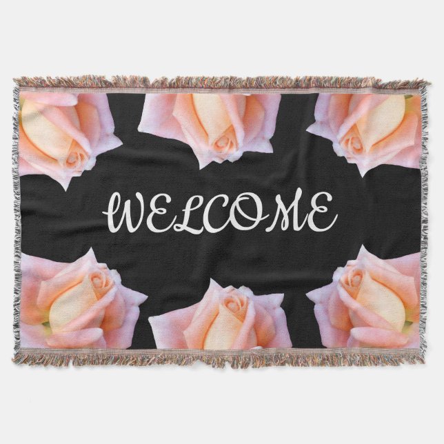 Pink Roses Magic Custom Welcome Throw Blanket (Front)