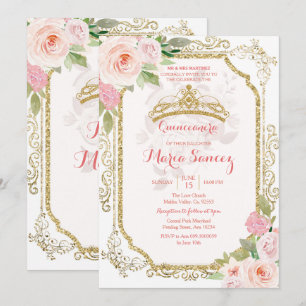 Pink Roses Mexican Mis Quince Invitation