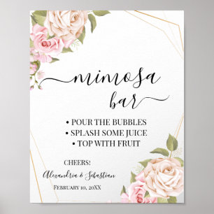 Pink Roses Mimosa Bar Bridal Shower Sign