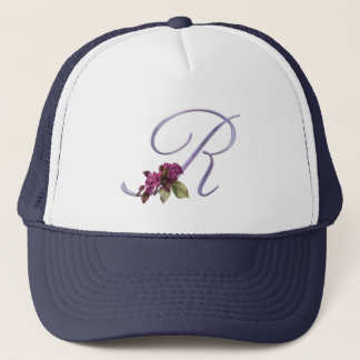 Pink Roses Monogram R Trucker Hat