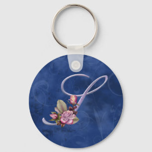 Pink Roses Monogram S Key Ring
