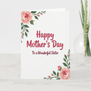 Pink Roses Mothers Day Sister Card