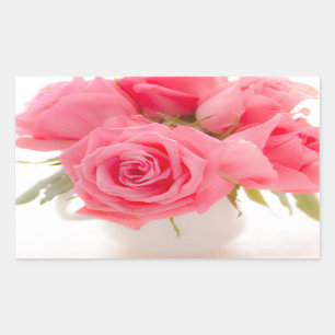 Pink roses   mothersday   birthday   rectangular sticker