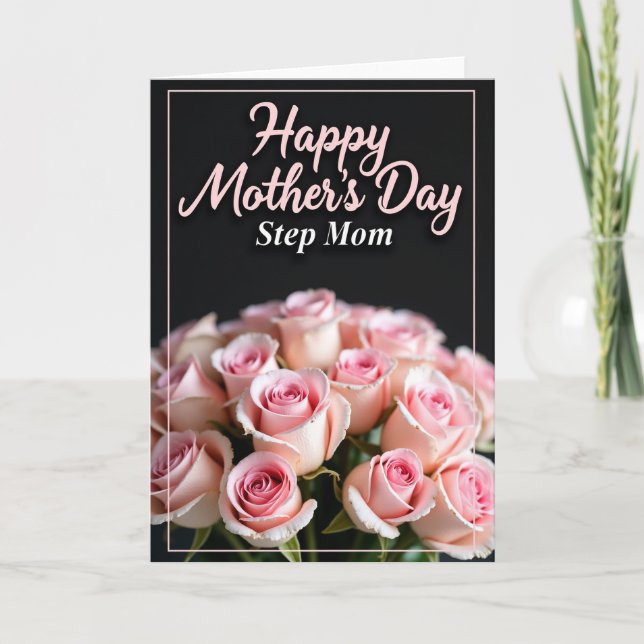 Pink Roses Mum Tribute Card (Front)