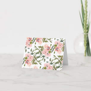 Pink Roses Notecard Blank Inside Floral Notes